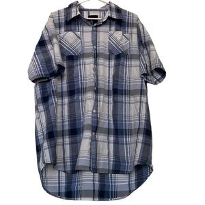 Men's Akademiks Plaid Checkered Casual Button Down Shirt Size 3XL EUC #7273